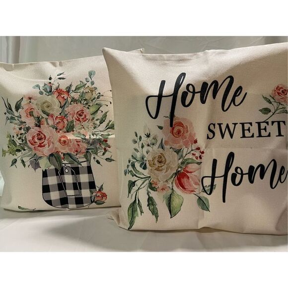 Outdoor/Indoor Pillow Covers Farm Country Themed Cream in Color 18 X 18 Zipper o - Picture 1 of 5